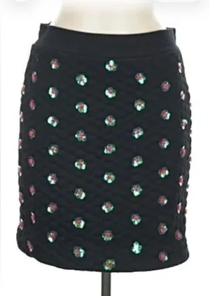 Opening Ceremony Black Skirt with Colorful Floral Accents thumbnail 1