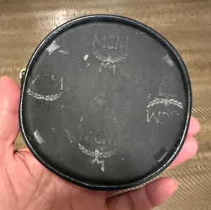 Vintage Authentic MCM Black Monogram Round Coin Purse / Mini Pouch thumbnail 1
