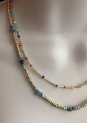 Free Press beaded layered bohemian necklace thumbnail 2