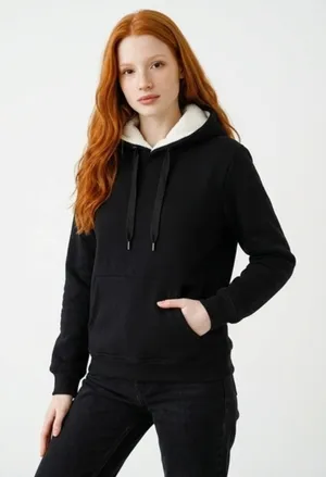 Fleece Lined Sweatshirt Black Size M thumbnail 1