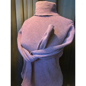 Purple Ribbed Knit Turtleneck Sweater Long Sleeve‎ Form Fitting Pullover Top Size 6 thumbnail 4