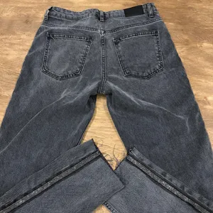 Zara size 4 grey black raw hem high rise jeans thumbnail 5