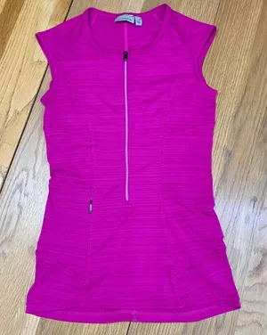 Athleta Womens XXS Pink Half Zip Athletic Tank Top Ruched Back 305922 Magenta‎ thumbnail 1