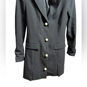 Zara Black Blazer Dress‎ with Pearl Buttons Minimalist Statement Piece thumbnail 6