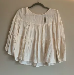 Madewell NWT Women's Cream Tiered Peasant Blouse Shirt Size XS Fall Winter thumbnail 1