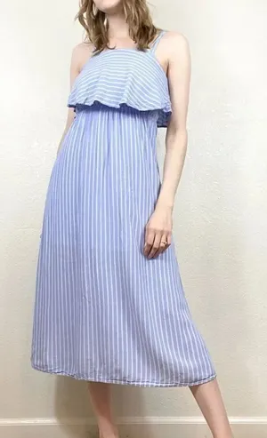 After Market Light Blue & White Striped Midi Dress thumbnail 1