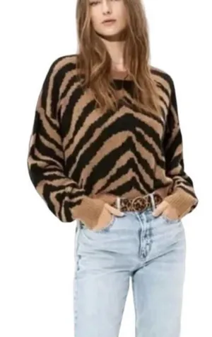 American Eagle Oversized Zebra Stripe Crewneck Wool Blend Sweater - Size XL thumbnail 1