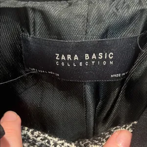 Zara Women's Black and White Tweed Coat thumbnail 4
