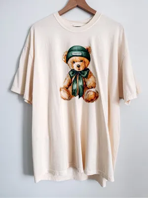 Comfort Colors Cream Teddy Bear Starbucks Graphic Cotton Shirt 2XL thumbnail 1