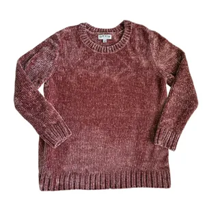 Orvis Womens Mauve Pink Chenille Ribbed Crew‎ Neck Pullover Sweater L thumbnail 2