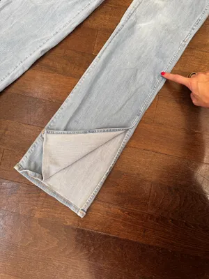 Saks 3x1 NYC light wash side slit flare high waisted stretch jeans thumbnail 7
