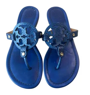 Tory Burch‎ Miller Laguna Blue Snake Embossed Sandals 7.5 thumbnail 1