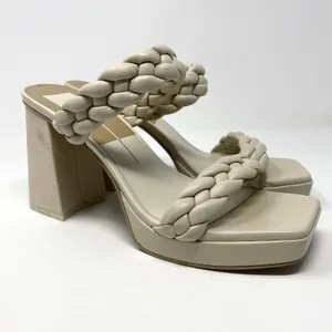 Dolce Vita Ivory Ashby Platform Braided Faux Leather Sandal Block Heels 9.5 thumbnail 3