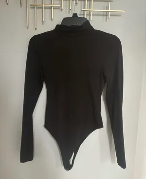 Black Longsleeve Turtleneck Bodysuit thumbnail 1
