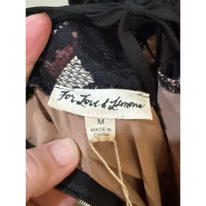For‎ Love & Lemons Tati Lace Mini Ruffle Dress Black Size Medium Lace Sexy thumbnail 10