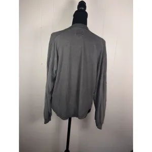 BDG Logan Oversized Cropped Long Sleeve Boxy Henley Top Gray S thumbnail 4