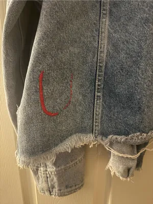 Free People Washed Light Blue Denim Jacket with Frayed Hem thumbnail 8