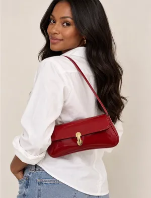 Red/burgundy glossy shoulder bag Red thumbnail 2