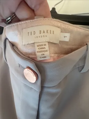 Ted Baker Pale Gray Dress Trousers with‎ Rose Gold Button size 1 (US4) EUC thumbnail 2