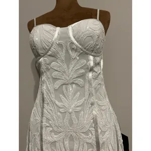 Lulus Aglow with Love Ivory Mesh Sequin Bustier Bodycon Mini Dress size Small thumbnail 2