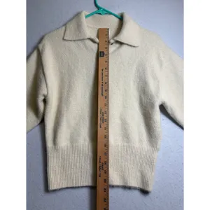 HM Cream Short Sleeve Knit Cardigan Collared Button Front Sweater Small thumbnail 9