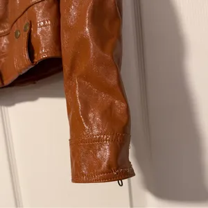 We the Free People Vegan‎ Faux Leather Cognac Moto Jacket Rock thumbnail 7