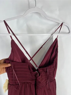 NWT Altar’d State Burgundy Pleated Tiered Mini Dress Size S thumbnail 13