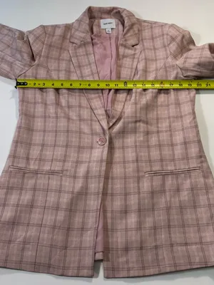 Nine West Blush Pink Plaid Single-Button Blazer Size Medium NWOT thumbnail 3