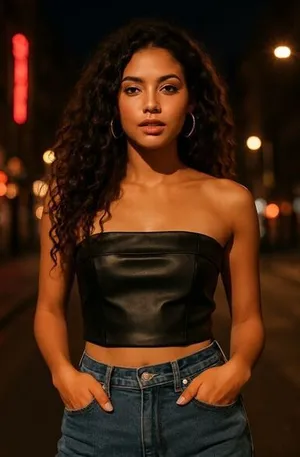 Fore Size S Faux Leather Tube Top Black Cropped Going Out Top Baddie Cocktail‎ thumbnail 1