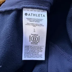 Athleta Peak Hybrid Fleece Tight Leggings Womens Large Navy Blue Outdoor Camping thumbnail 10