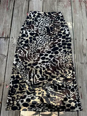 Vtg 90s Chico’s Bengal Animal Print stretchy Maxi Skirt, Size Chico’s 0 (S) thumbnail 1