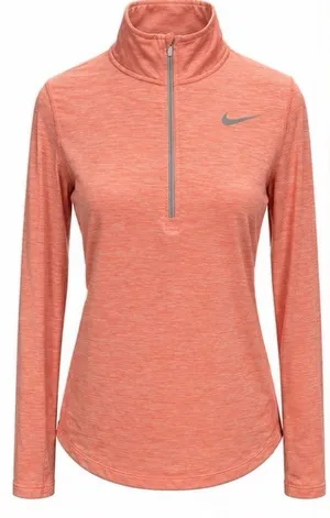 Nike Dri-FIT Coral Heather Quarter Zip Running Top Long Sleeve Small thumbnail 1