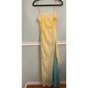 Vtg Yellow Teal Ombre Prom Hoco Dress Fairy Whimsy 5/6‎ Mermaid thumbnail 3