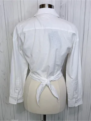 NWT CHASER Portofino‎ White Cotton Cropped Wrap Top, S/M thumbnail 8
