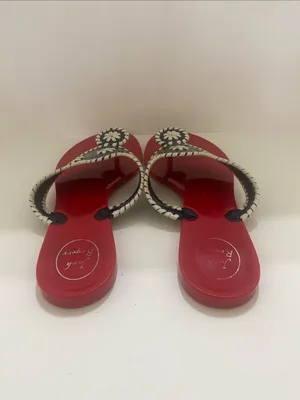 Jack Rogers Red Jelly Thong Embroidered Sandals | 10 thumbnail 3