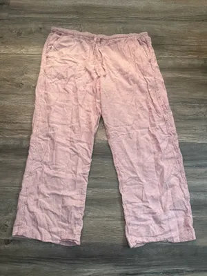 Striped Hollister Pants Linen pink and white thumbnail 1