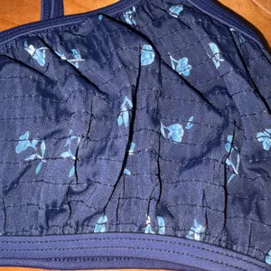LA Hearts by PacSun Navy Blue‎ Floral Smocked Bikini Top Size Medium Adjustable thumbnail 2