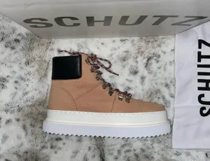 Schutz 🆕 BNIB | Marlua Leather Platform Lace Up Boot | Honey Beige & Black thumbnail 4