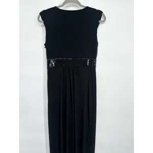 Calvin Klein Size‎ 6 Black Formal Surplice Maxi Dress Sequin Waist Faux Wrap thumbnail 4