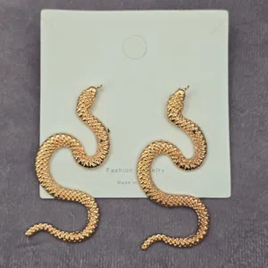 Gold Snake Texture Earrings Stud Fashion Statement Boho Fashion Dangle Jewelry‎ thumbnail 2