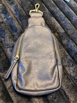 Anthropologie Sleek Black Leather Crossbody Sling Bag thumbnail 2