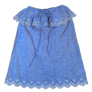 J. Crew Beach Chambray Eyelet ruffle Swim Cover‎ Dress - XS EUC thumbnail 7