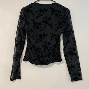 Abercrombie & Fitch Mesh Floral Top XS Sheer Ruched Y2K Going Out thumbnail 3