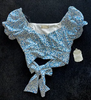 Altar'd State Blue Wrap Floral Top thumbnail 6
