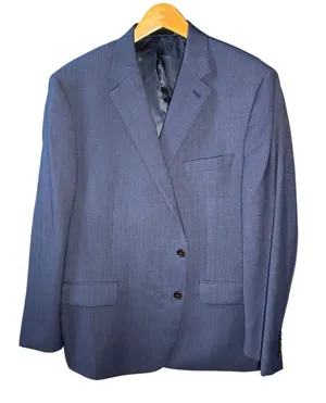 Lauren Ralph Lauren Men’s 46R Navy Blue Wool Blend Two Button Blazer Sport Coat thumbnail 1