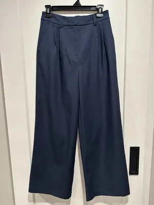 COMMENSE NWT Dark Navy Pleated Wide Leg Trousers Pants Size S thumbnail 2