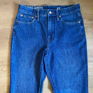 J.Crew Full Length Demi Boot Medium Wash Jean Size 27 or 4 raw hem thumbnail 7