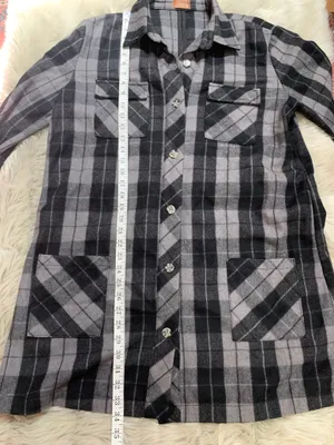 POL long-sleeve gray and black flannel button-up shirt/dress Medium thumbnail 6