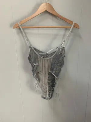 SHEIN Butterfly Embroidered Mesh Teddy Bodysuit Lingerie Medium thumbnail 3