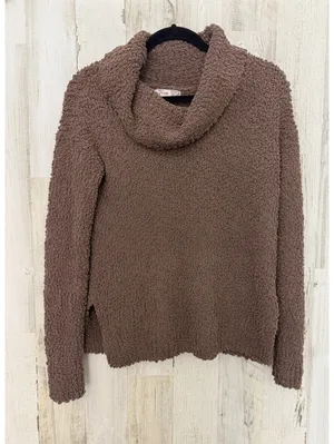 Pink Republic Popcorn Cowl Neck Sweater Brown Size M Cozy Soft thumbnail 1